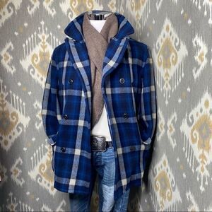 Polo Ralph Lauren "Rugged Icons Collection" Blue Ketchum Wool Plaid Ranch Coat